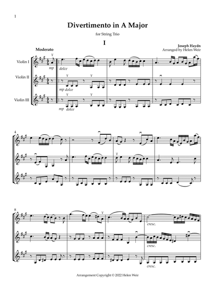 A Major Violin Trio, HAYDN for 3 Violins image number null