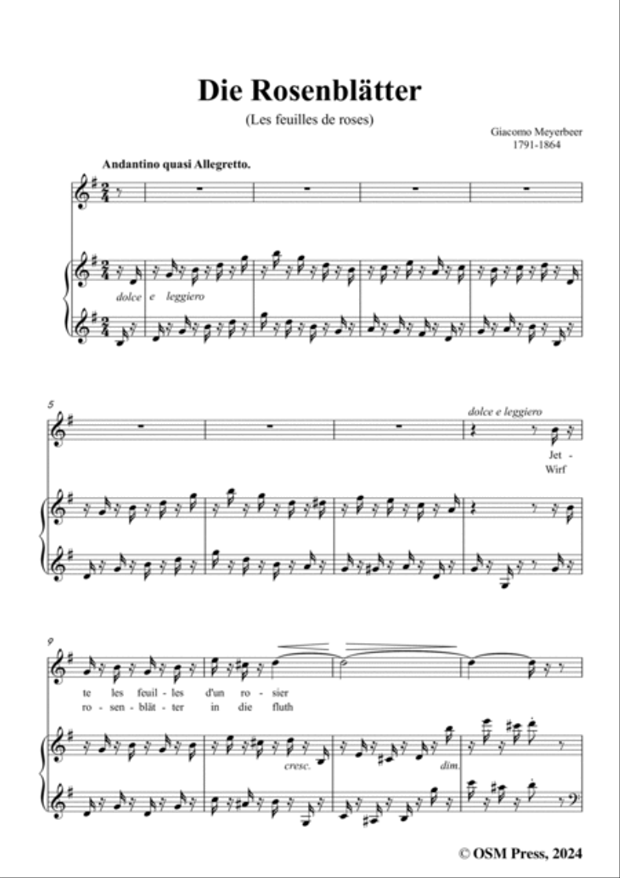 Meyerbeer-Die Rosenblätter(Les feuilles de roses),in G Major Voice scores gallery preview page 3