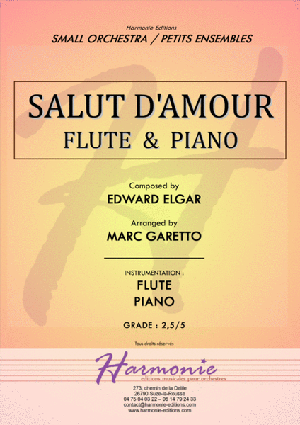 Salut d'Amour - LiebesGruss - EDWARD ELGAR - FLUTE and PIANO - Arrangement by Marc GARETTO image number null