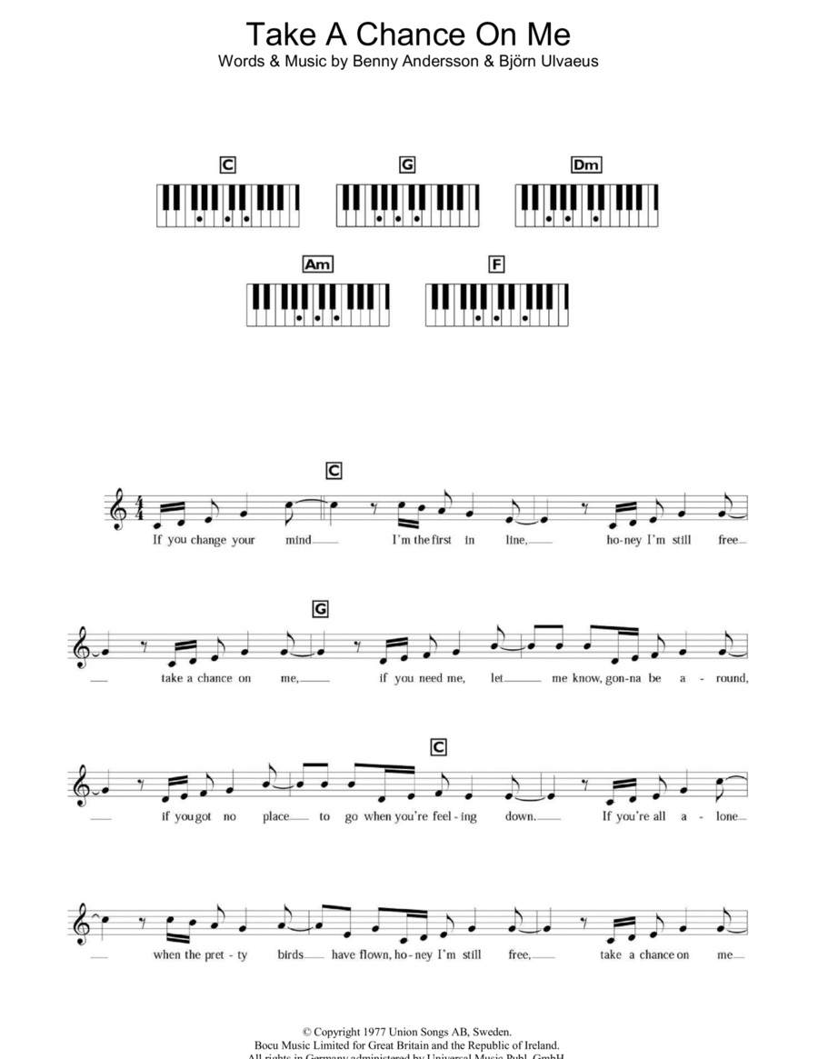 Take A Chance On Me Piano scores gallery preview page 1