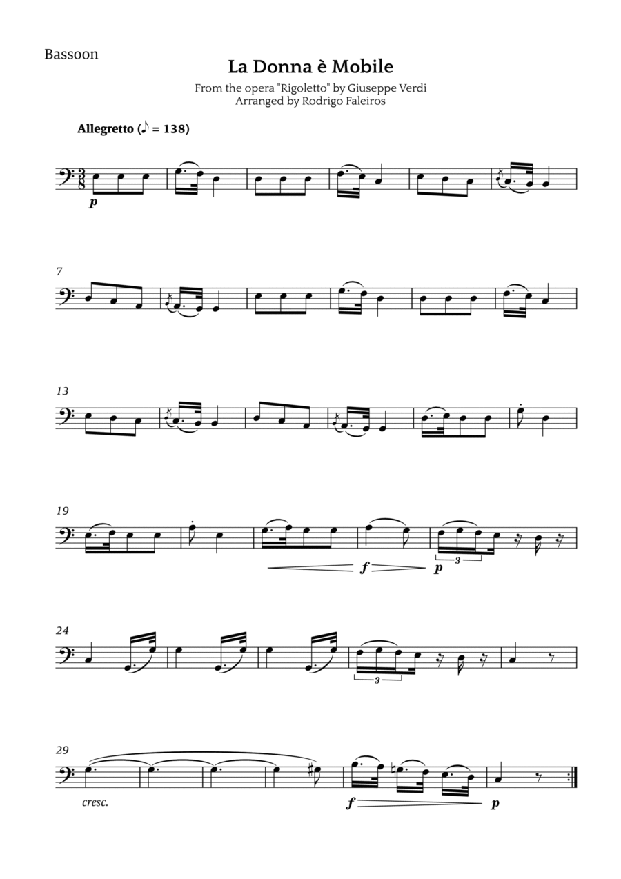 La Donna è Mobile Chamber Music scores gallery preview page 1