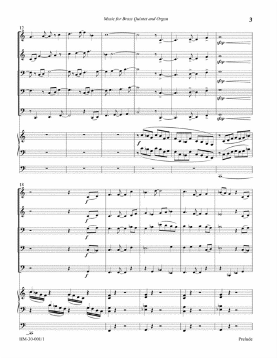 Prelude for Brass Quintet and Organ Small Ensemble scores gallery preview page 3