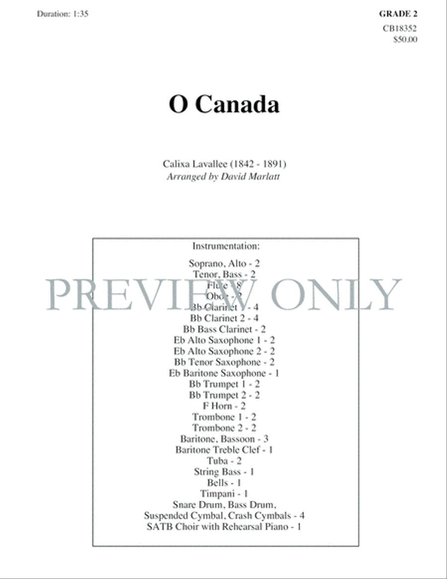 O Canada Concert Band scores gallery preview page 2