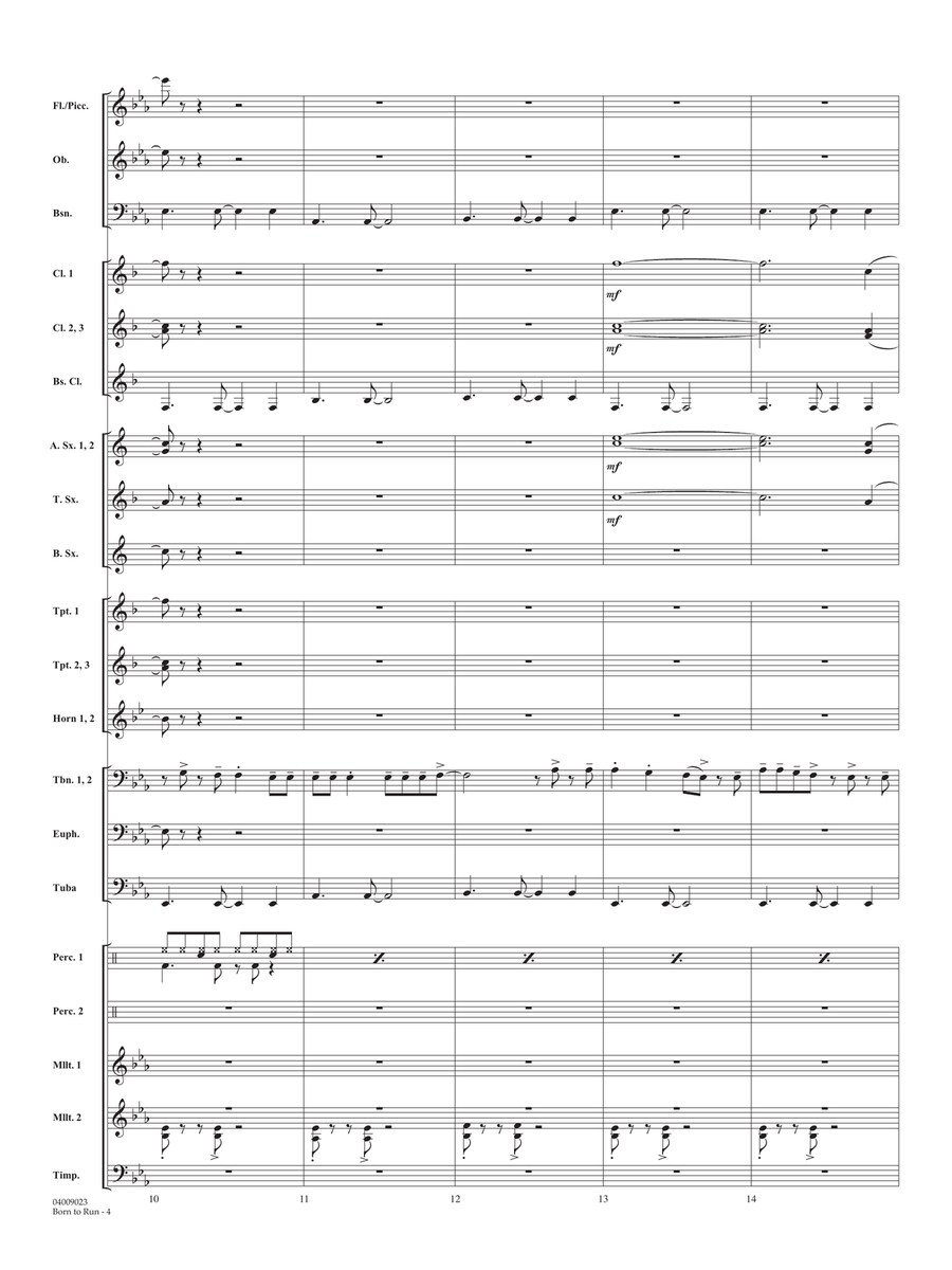 Born To Run (arr. Paul Murtha) - Conductor Score (Full Score) Concert Band scores gallery preview page 4
