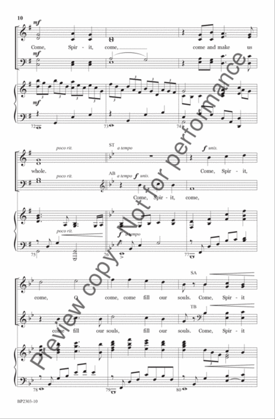 Come, Spirit, Come Come, Spirit, Come 4-Part scores gallery preview page 11