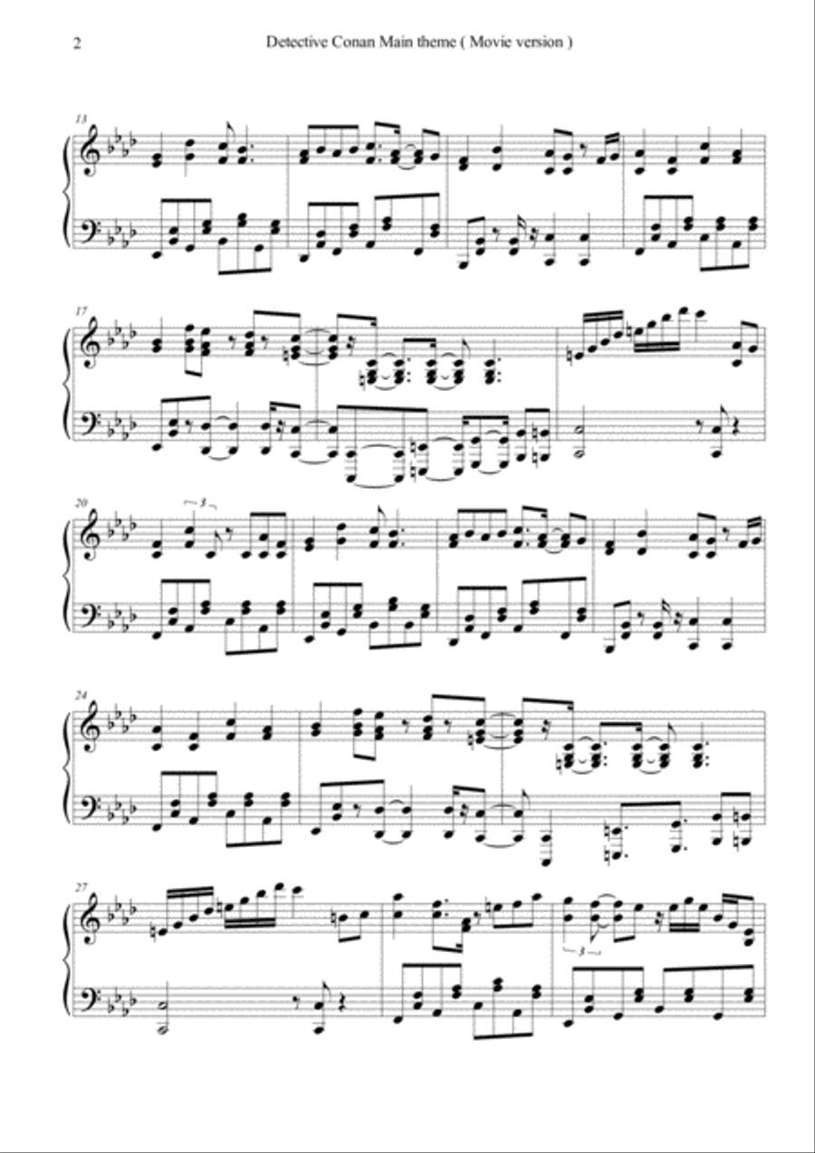 Detective Conan: Main Theme Easy Piano scores gallery preview page 2