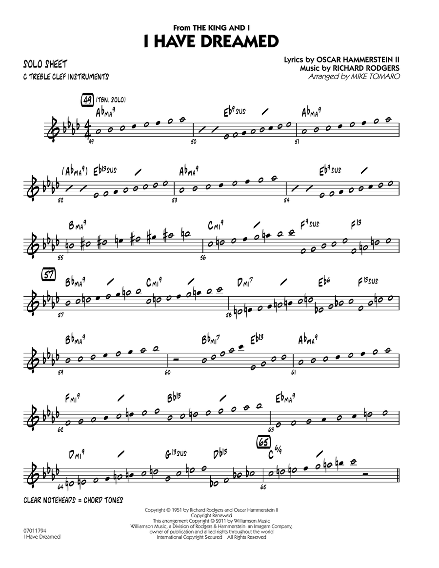 I Have Dreamed - C Solo Sheet Jazz Ensemble scores gallery preview page 1