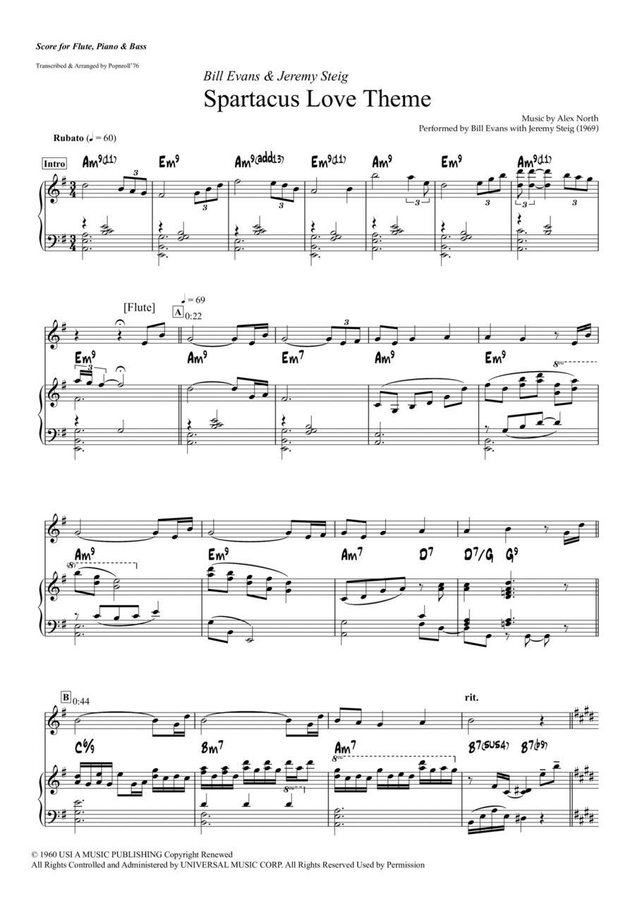 Spartacus - Love Theme Flute scores gallery preview page 1