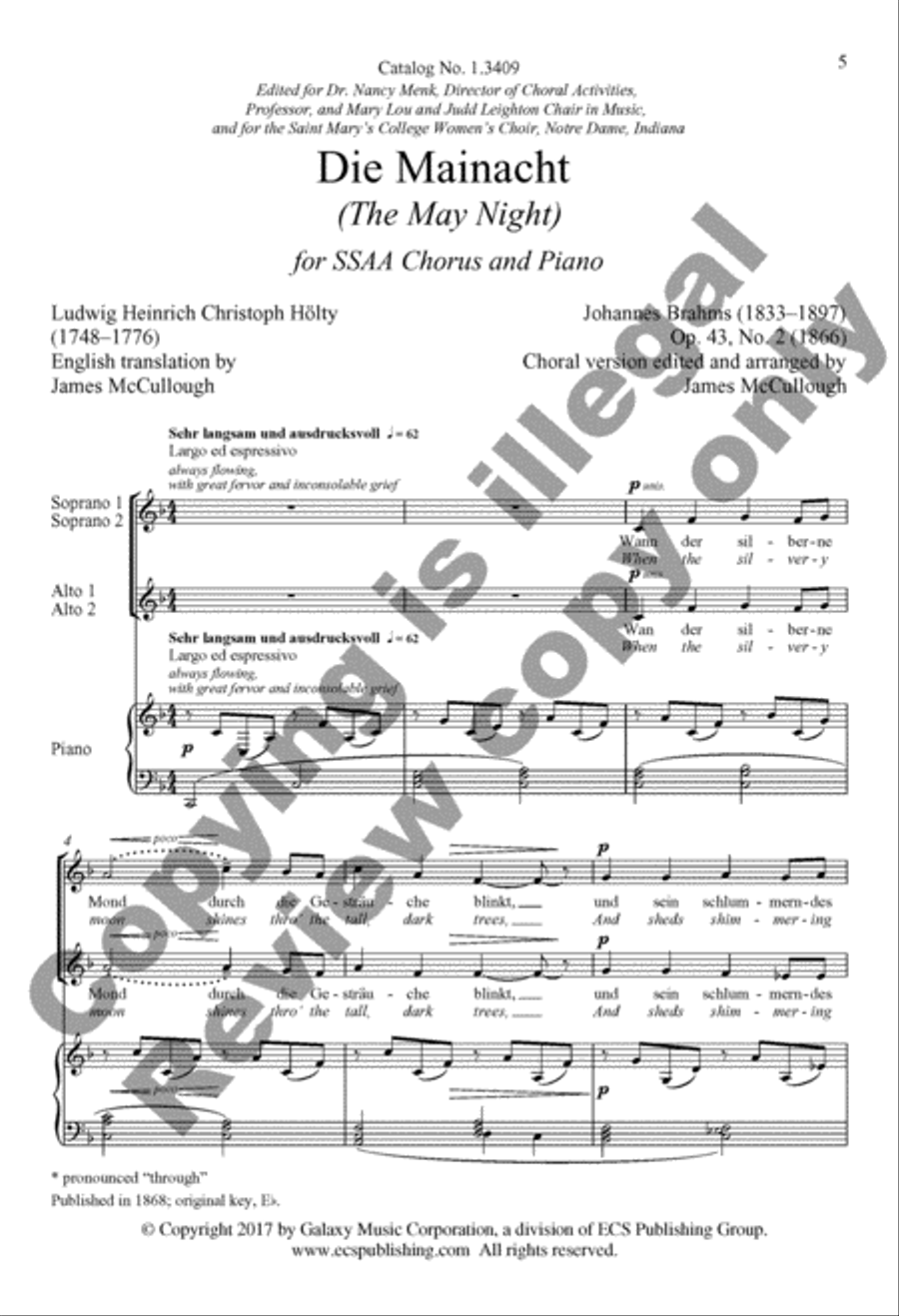 Die Mainacht (The May Night) SSAA scores gallery preview page 14