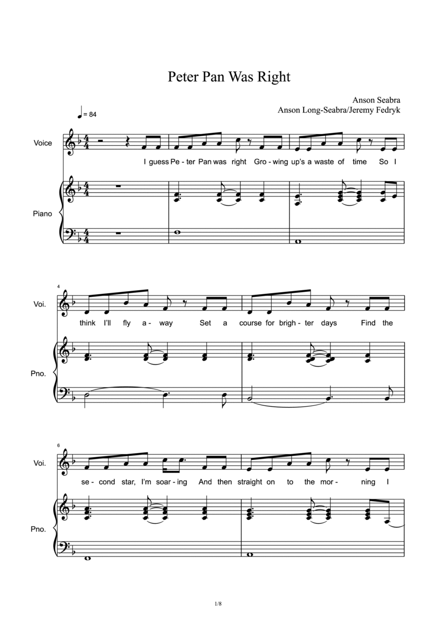 Peter Pan Was Right Voice scores gallery preview page 1
