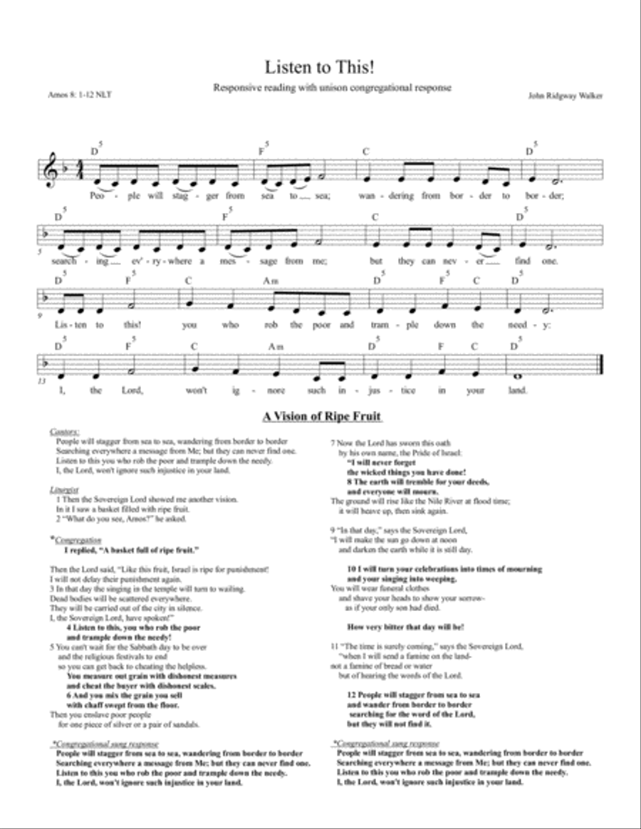 Listen to This! (Amos 8:1-12) Acoustic Guitar scores gallery preview page 1