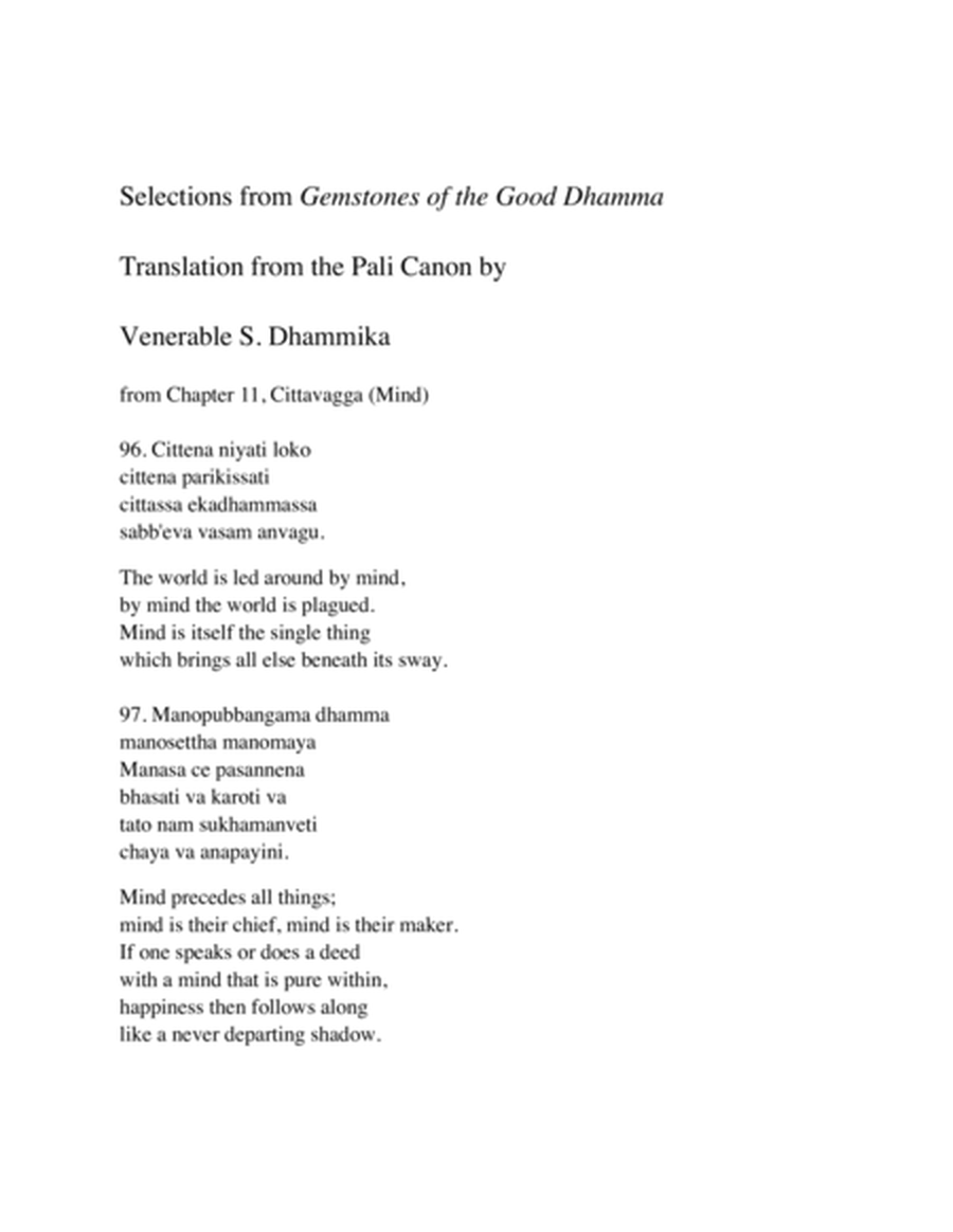 Dhamma Gemstones for SATB Chorus and Piano on Verses from the Pali Canon image number null