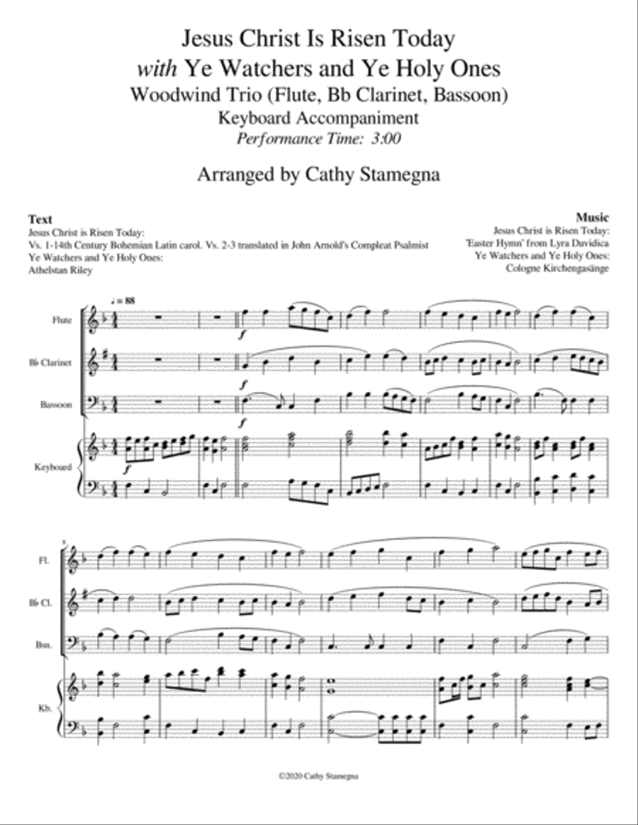Jesus Christ is Risen Today with Ye Watchers and Ye Holy Ones-Woodwind Trio-Flute, Clarinet, Bassoon Woodwind Trio scores gallery preview page 2