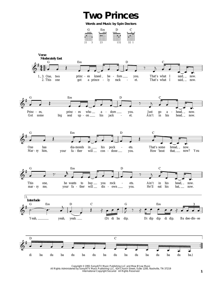 Two Princes Two Princes Acoustic Guitar scores gallery preview page 1