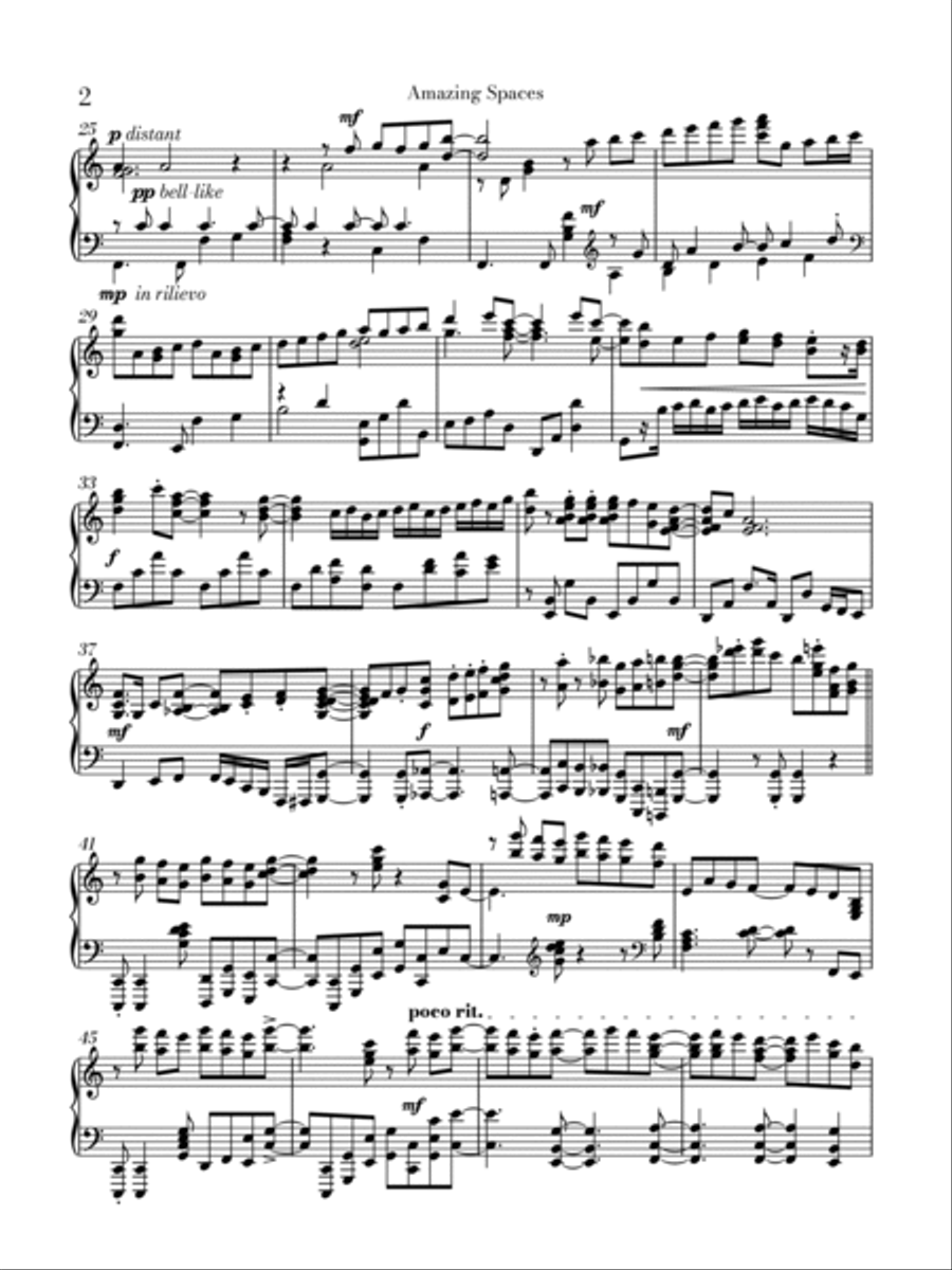 Amazing S p a c e s Piano Solo scores gallery preview page 2