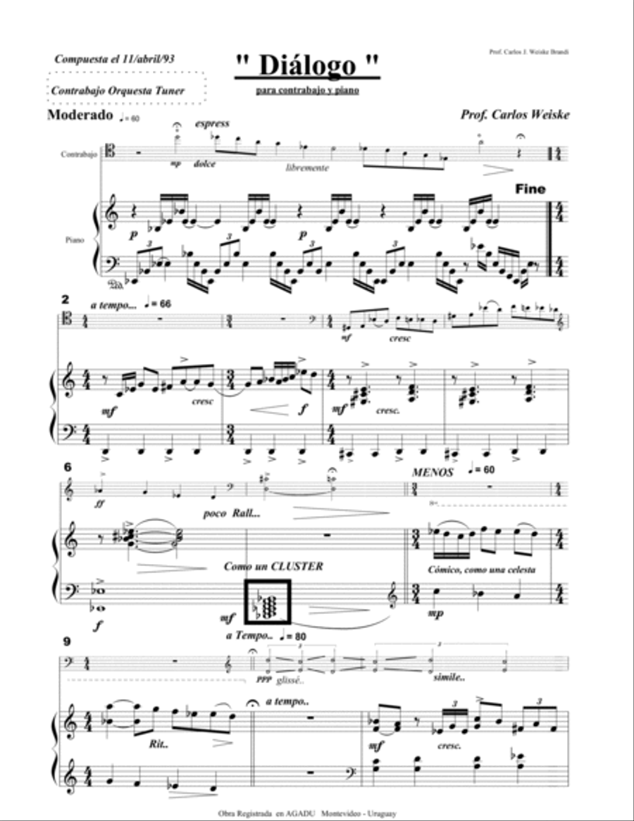 Dialogo for Double Bass and Piano String Duet scores gallery preview page 2