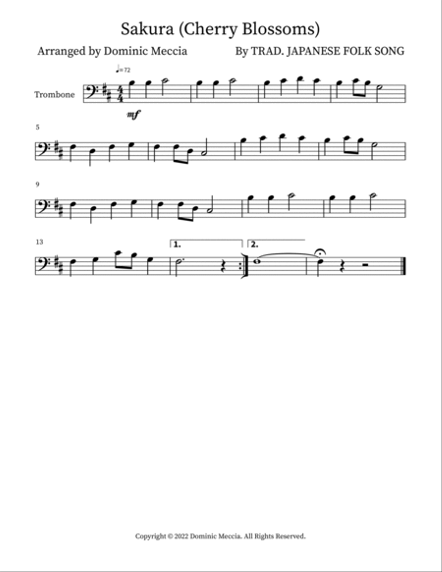 Sakura (Cherry Blossoms) Brass Duet scores gallery preview page 2