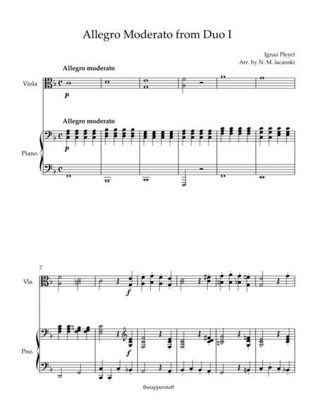 Allegro moderato from Duo #1 for Viola and Piano image number null