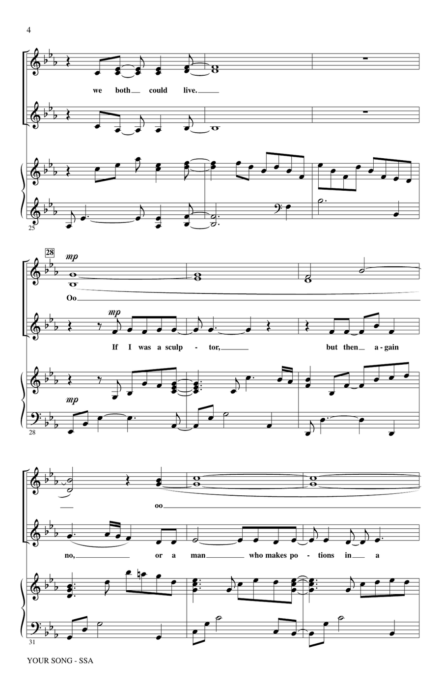 Your Song (arr. Mac Huff) SSA scores gallery preview page 3