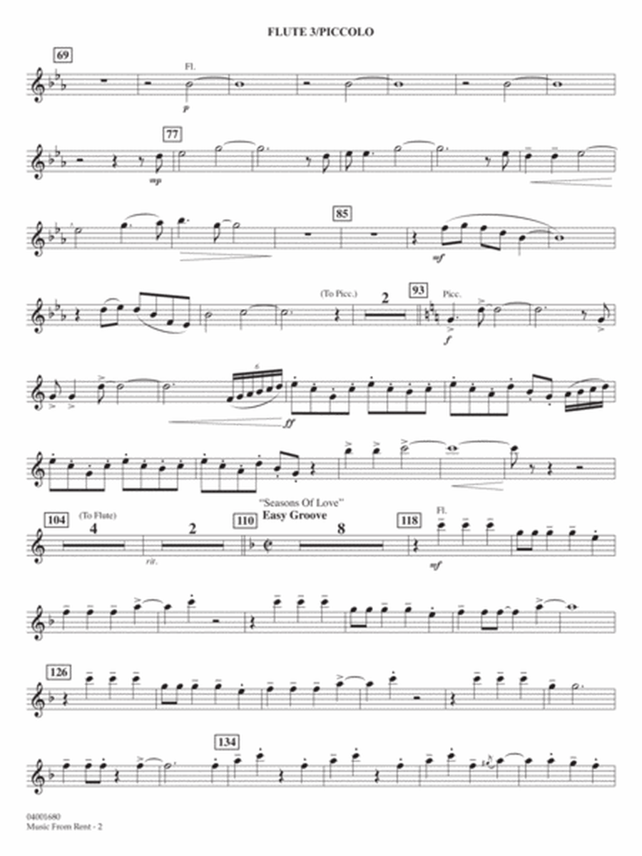Music from Rent (arr. Jay Bocook) - Flute 3/Piccolo