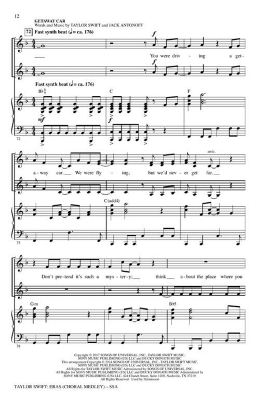 Taylor Swift: Eras (Choral Medley) SSA scores gallery preview page 6