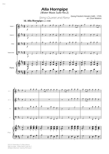 Alla Hornpipe by Handel - String Quartet and Piano (Full Score) - Score Only image number null