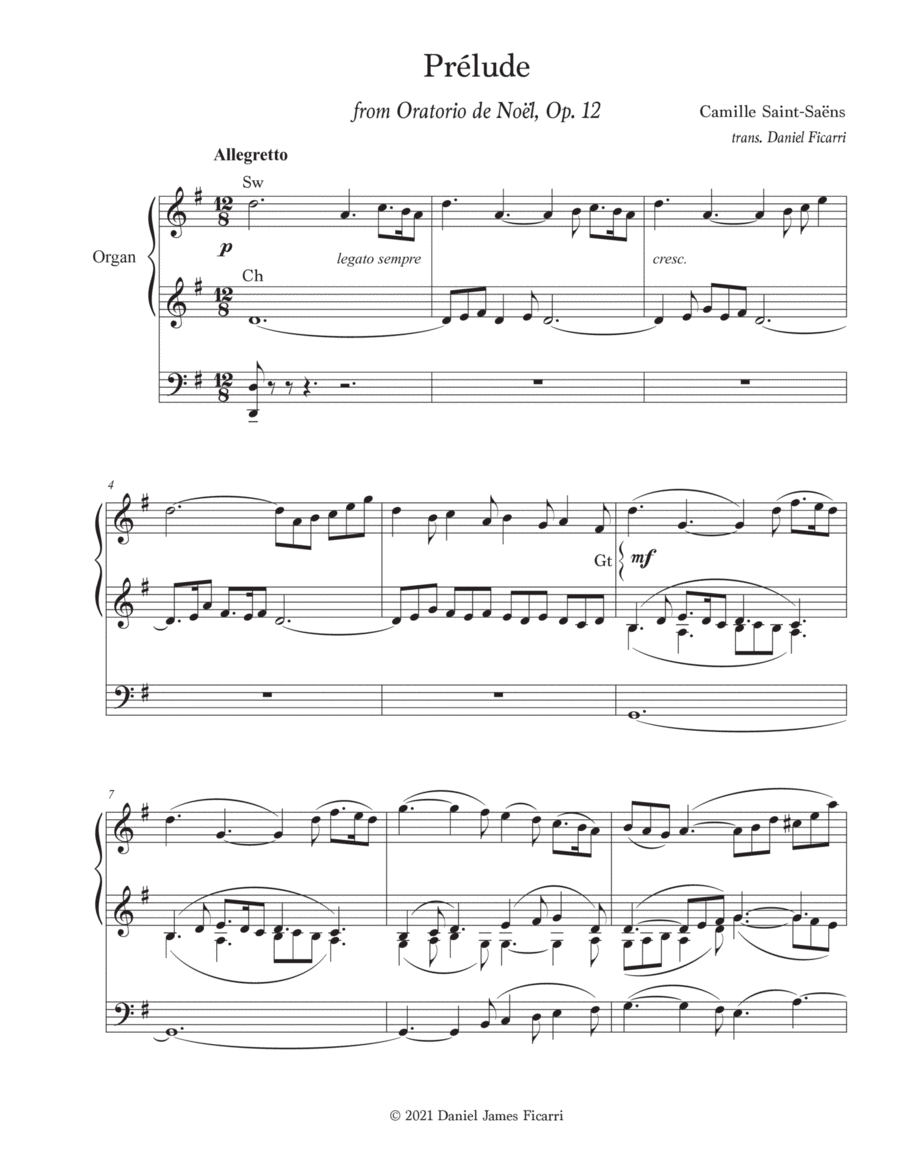 Prelude from Oratorio de Noël, Op. 12 (Organ Solo) Organ Solo scores gallery preview page 1