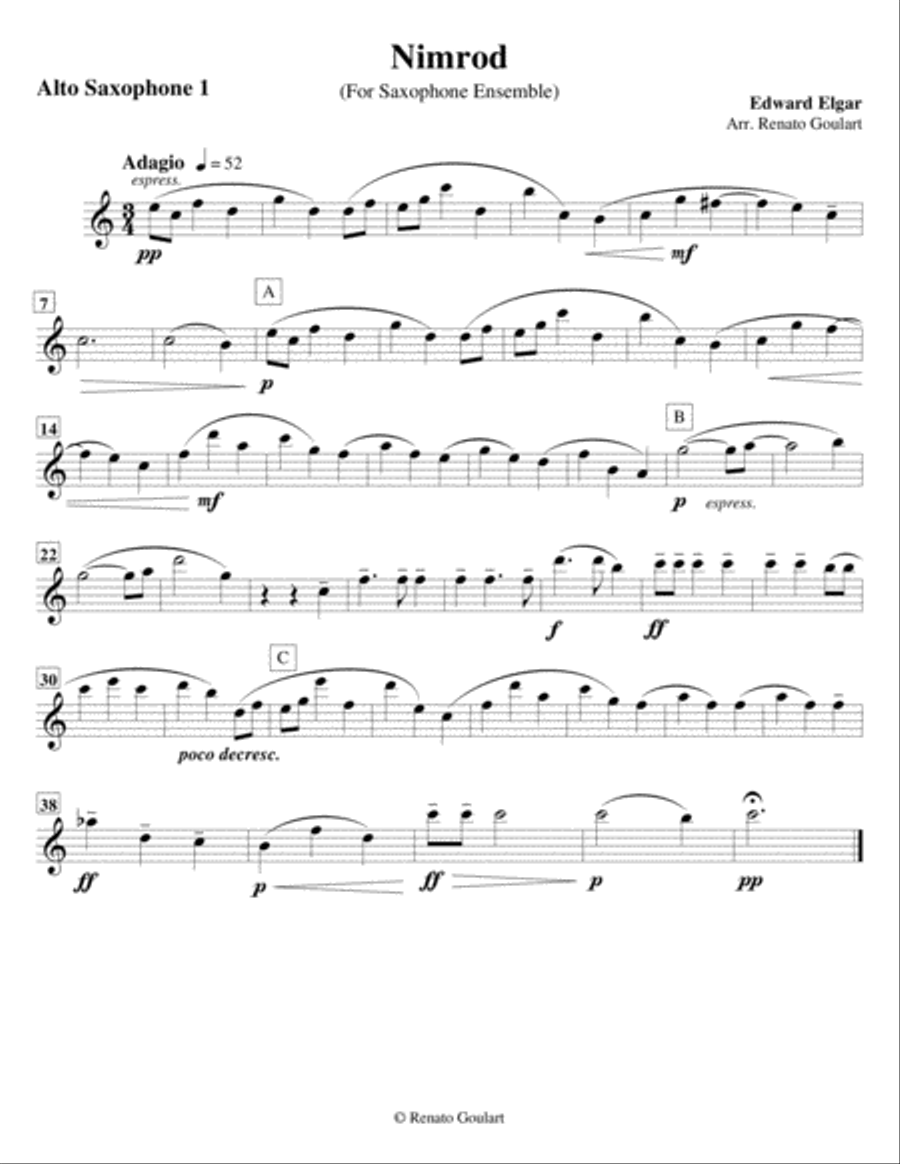 Nimrod (for saxophone ensemble) Woodwind Ensemble scores gallery preview page 6