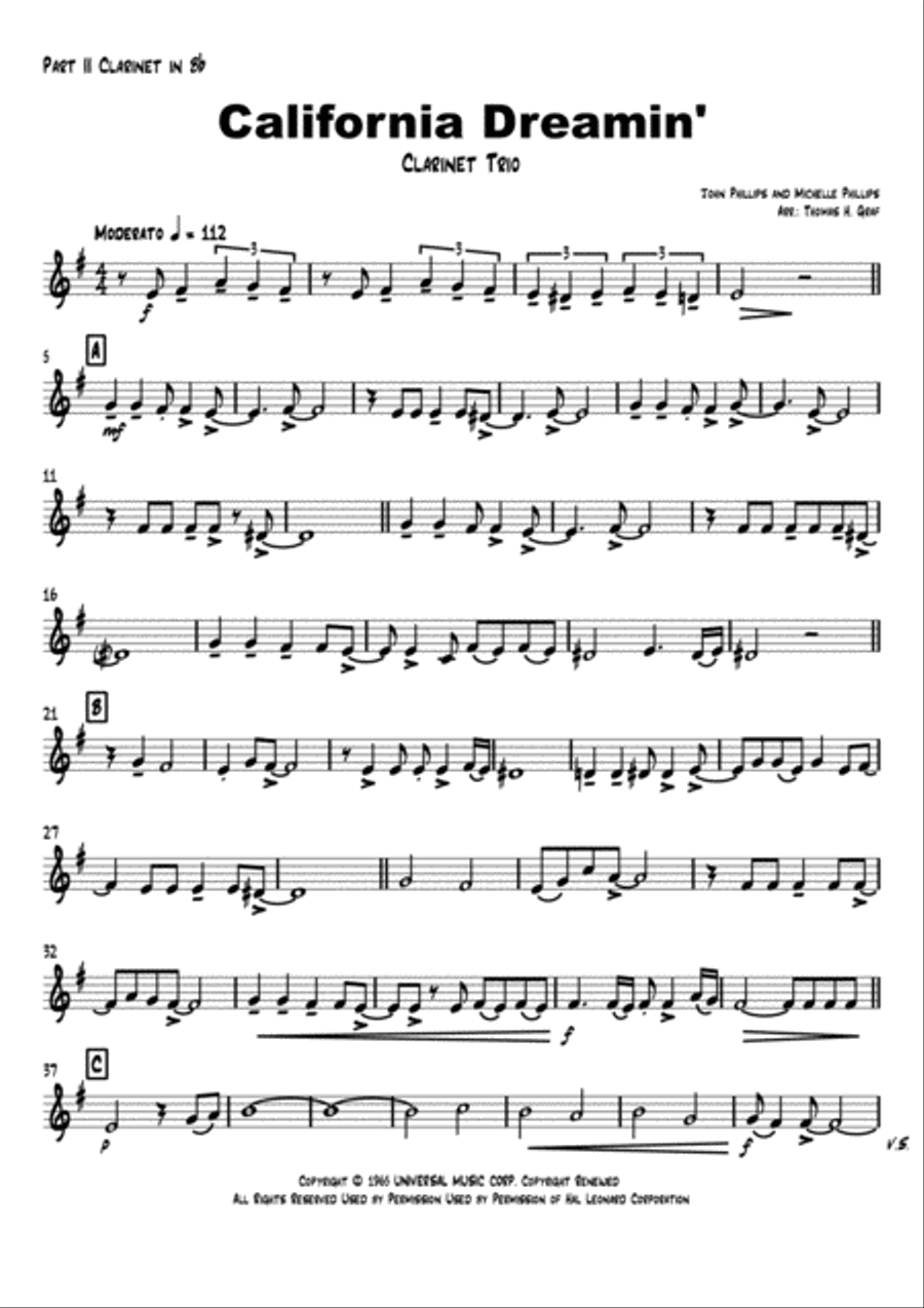 California Dreamin' Woodwind Trio scores gallery preview page 6
