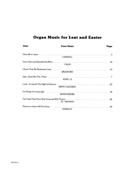 Organ Music for Lent and Easter