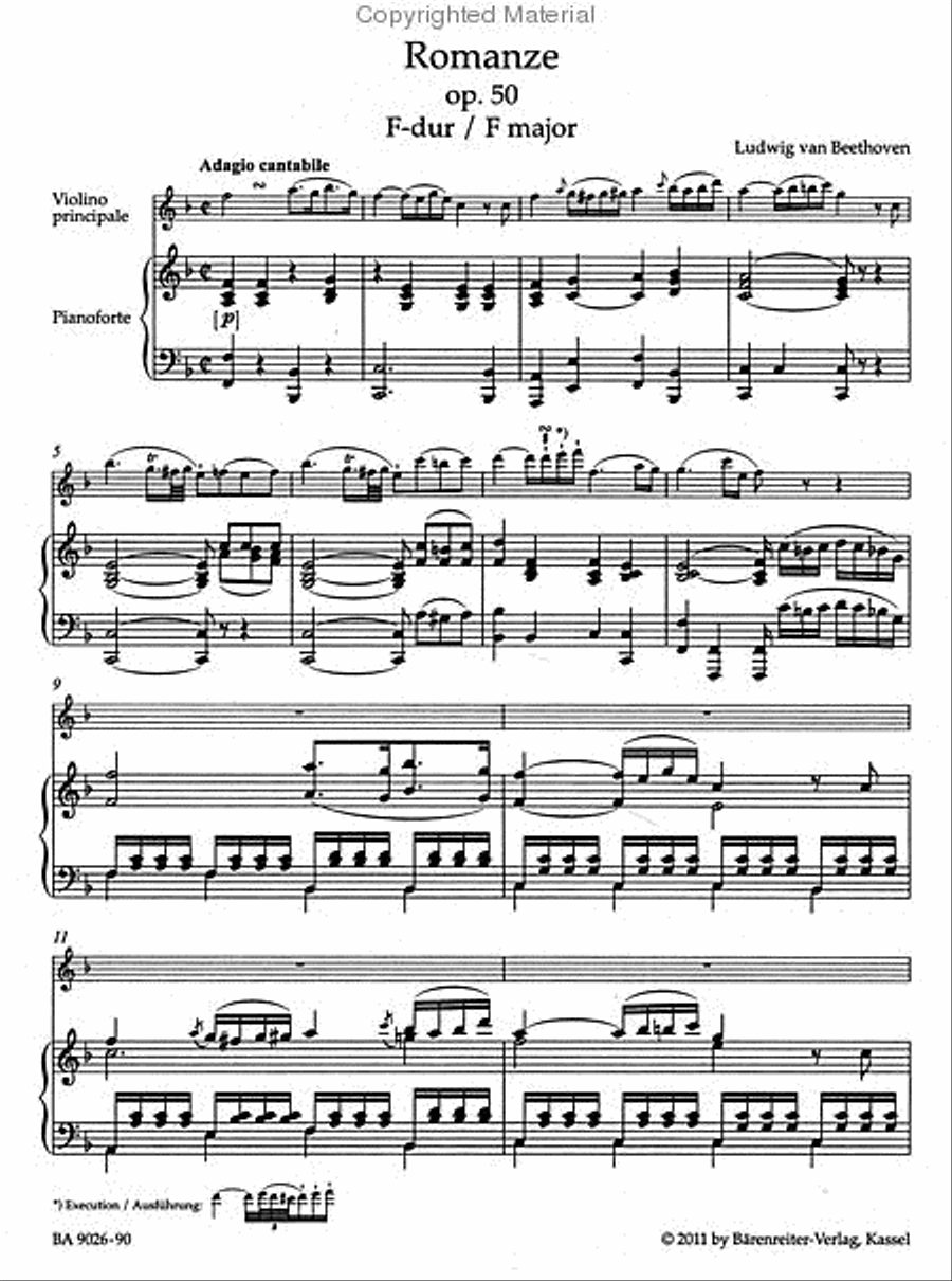 Romances in F major and G major for Violin and Orchestra, op. 50, 40 Piano scores gallery preview page 2