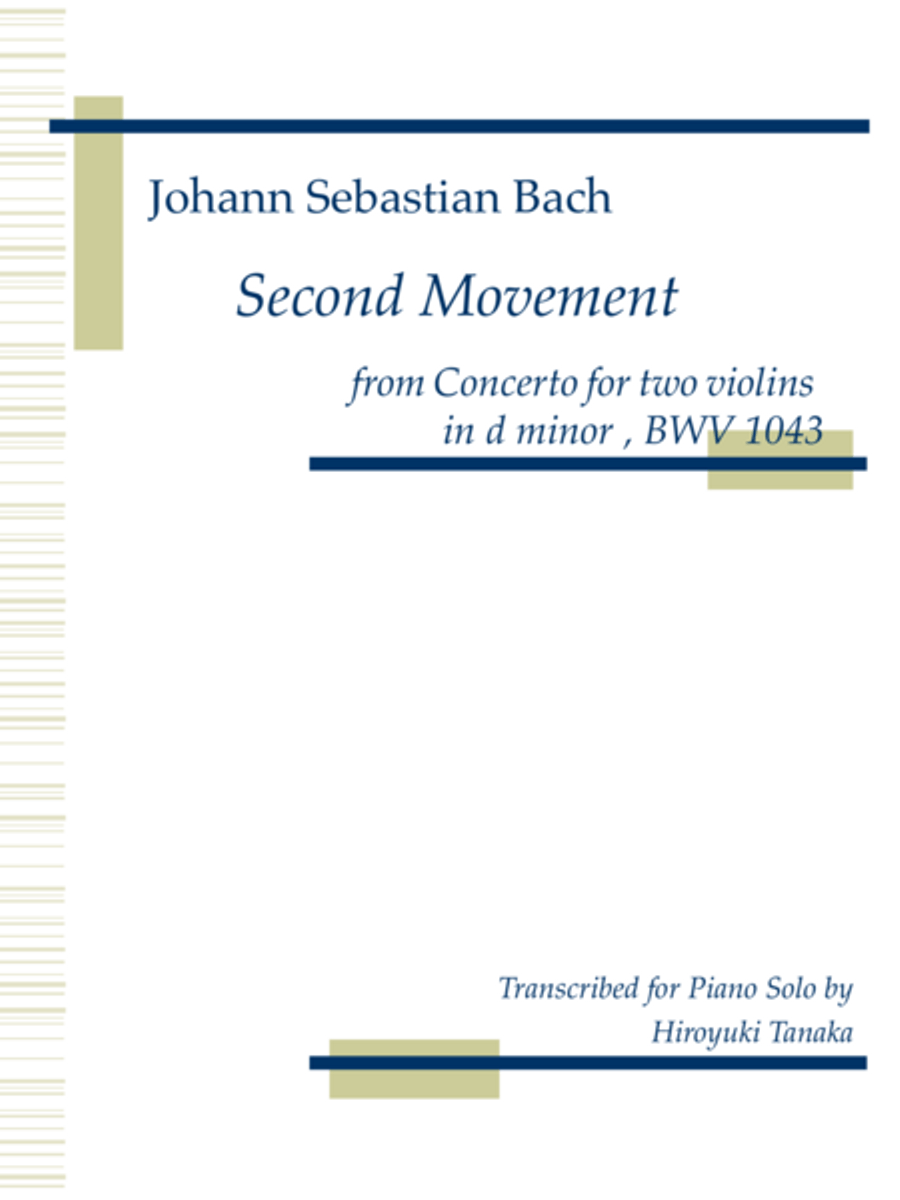 Second Movement from Concerto for two violins BWV 1043, for piano solo Piano Solo scores gallery preview page 1