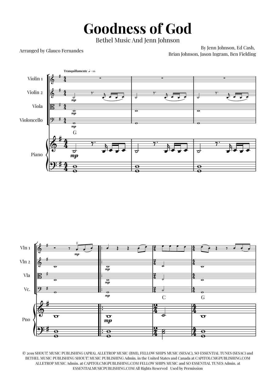Goodness Of God String Quartet scores gallery preview page 1