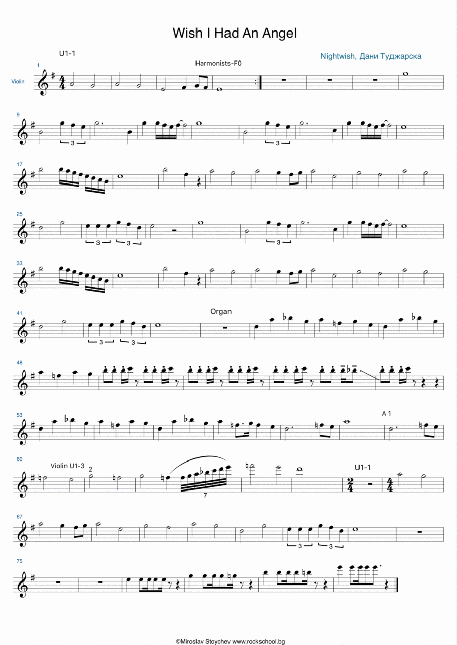 Wish I Had аn Angel Violin Solo scores gallery preview page 1