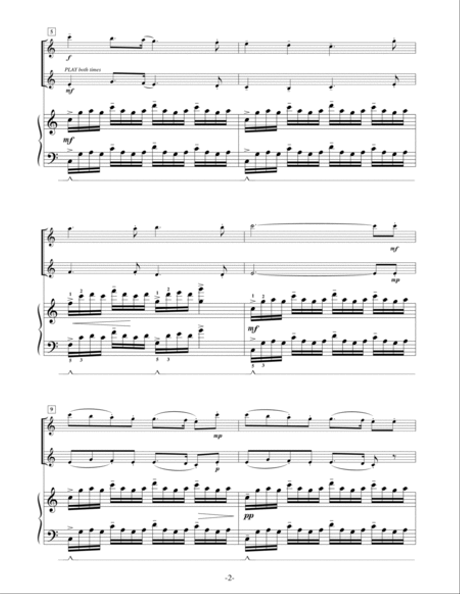 Joy to the World (for Flute, Cello, Piano) Flute scores gallery preview page 2