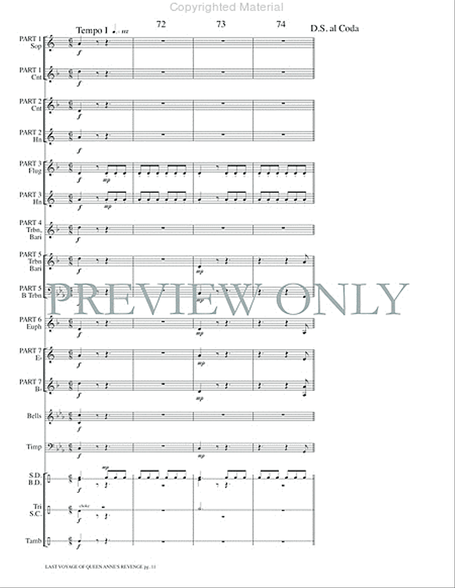 The Last Voyage of the Queen Anne's Revenge Concert Band scores gallery preview page 13