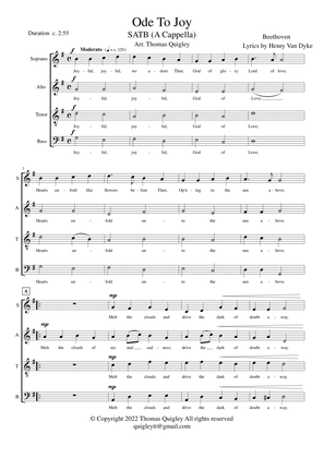 Book cover for Ode To Joy (SATB A Cappella)