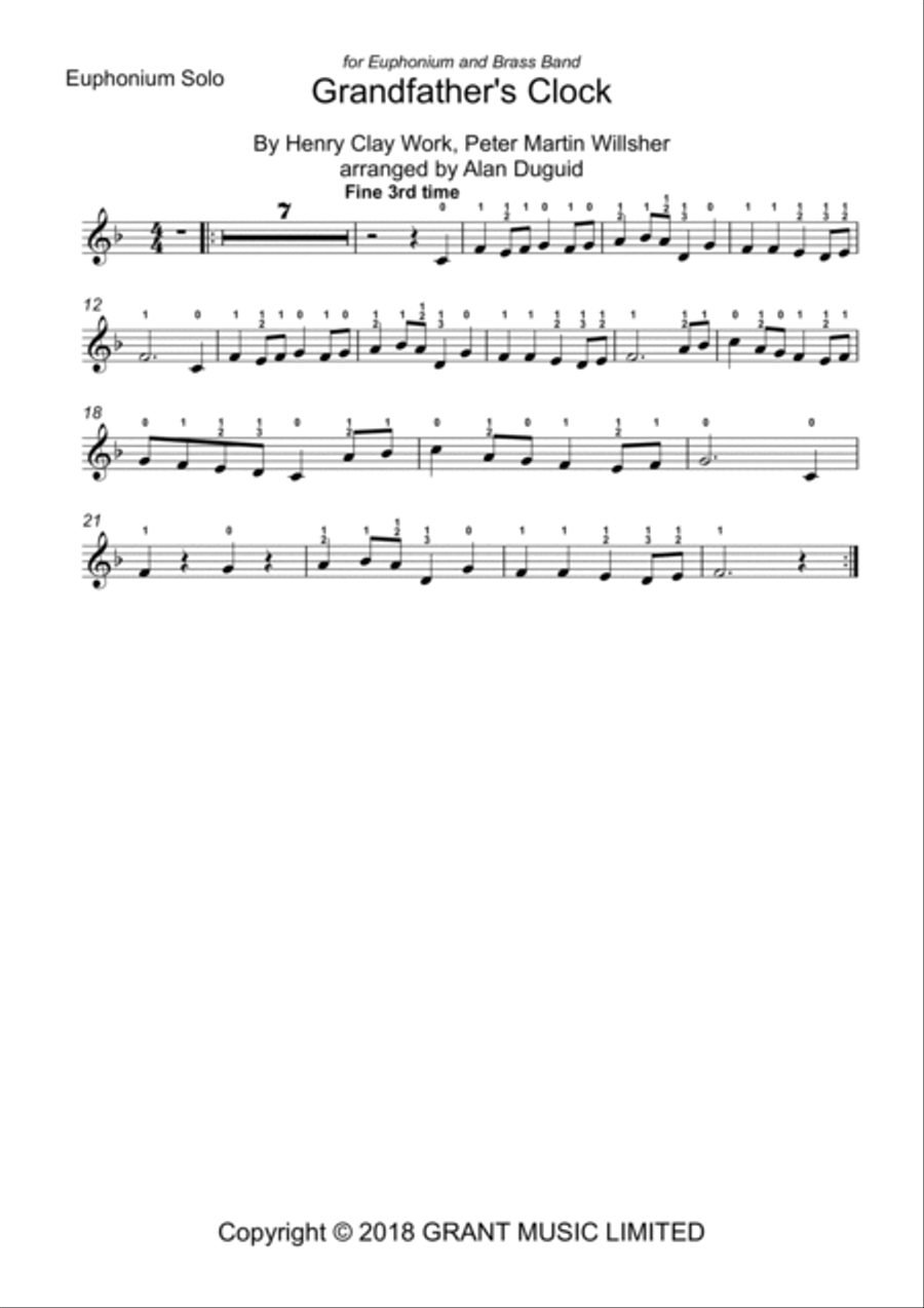 Grandfather's Clock Brass Band scores gallery preview page 2