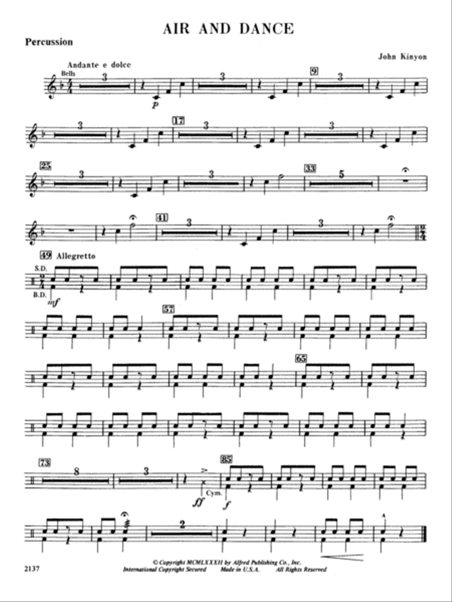 Air and Dance: 1st Percussion Concert Band scores gallery preview page 1