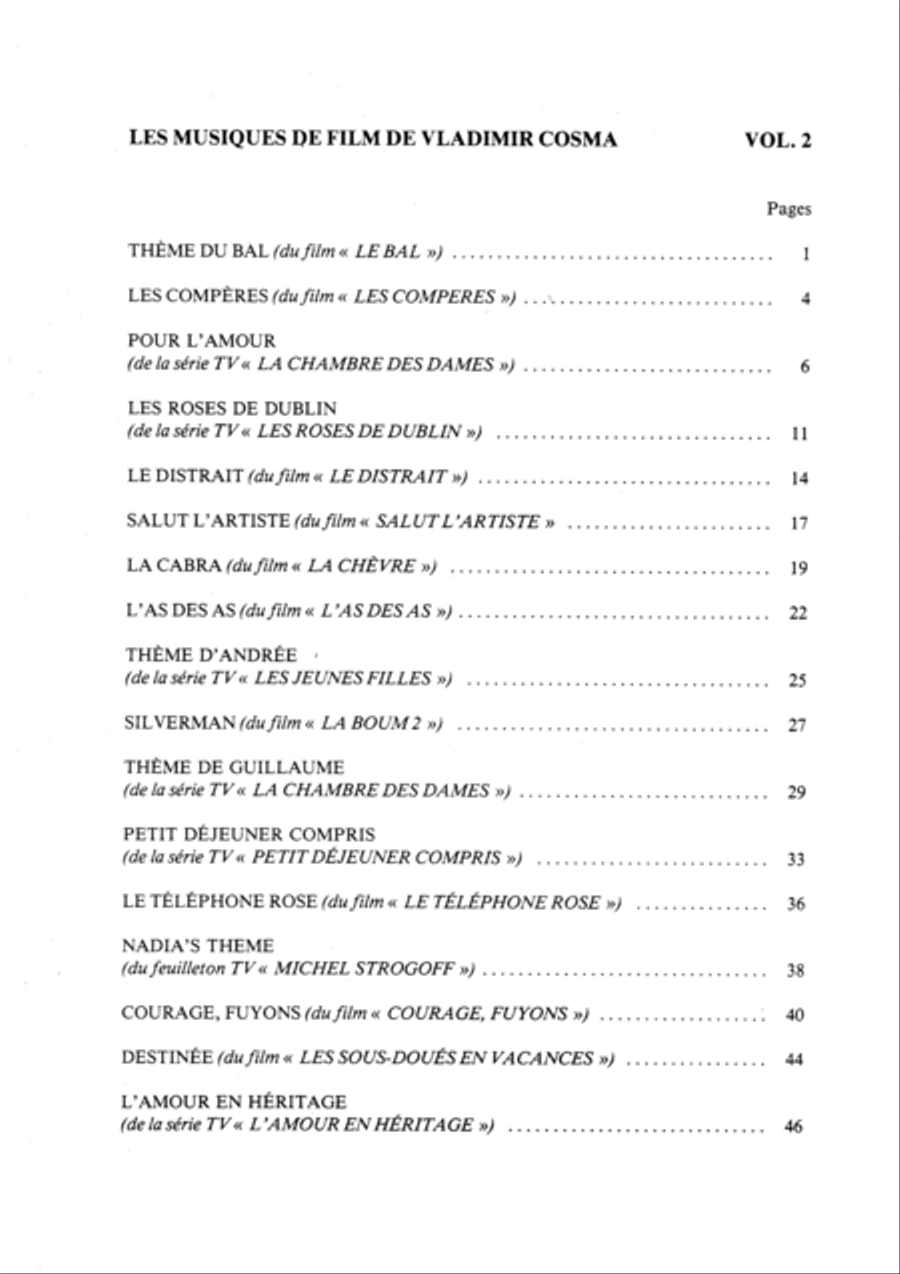 Les Musiques de film de Vladimir Cosma Vol.2 Score scores gallery preview page 2