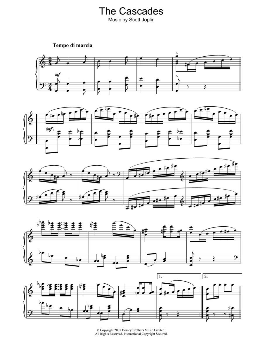 The Cascades Piano Solo scores gallery preview page 1