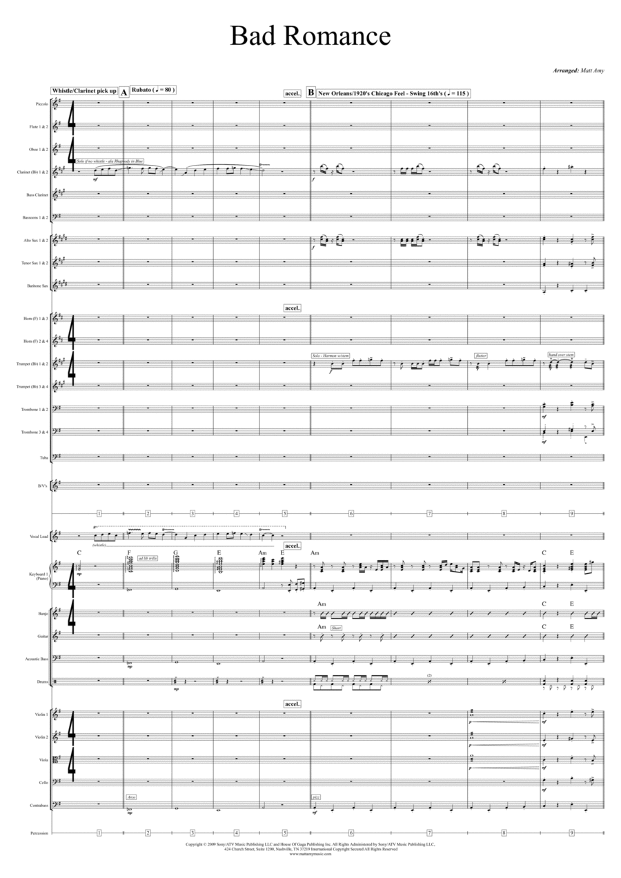 Bad Romance Full Orchestra scores gallery preview page 1