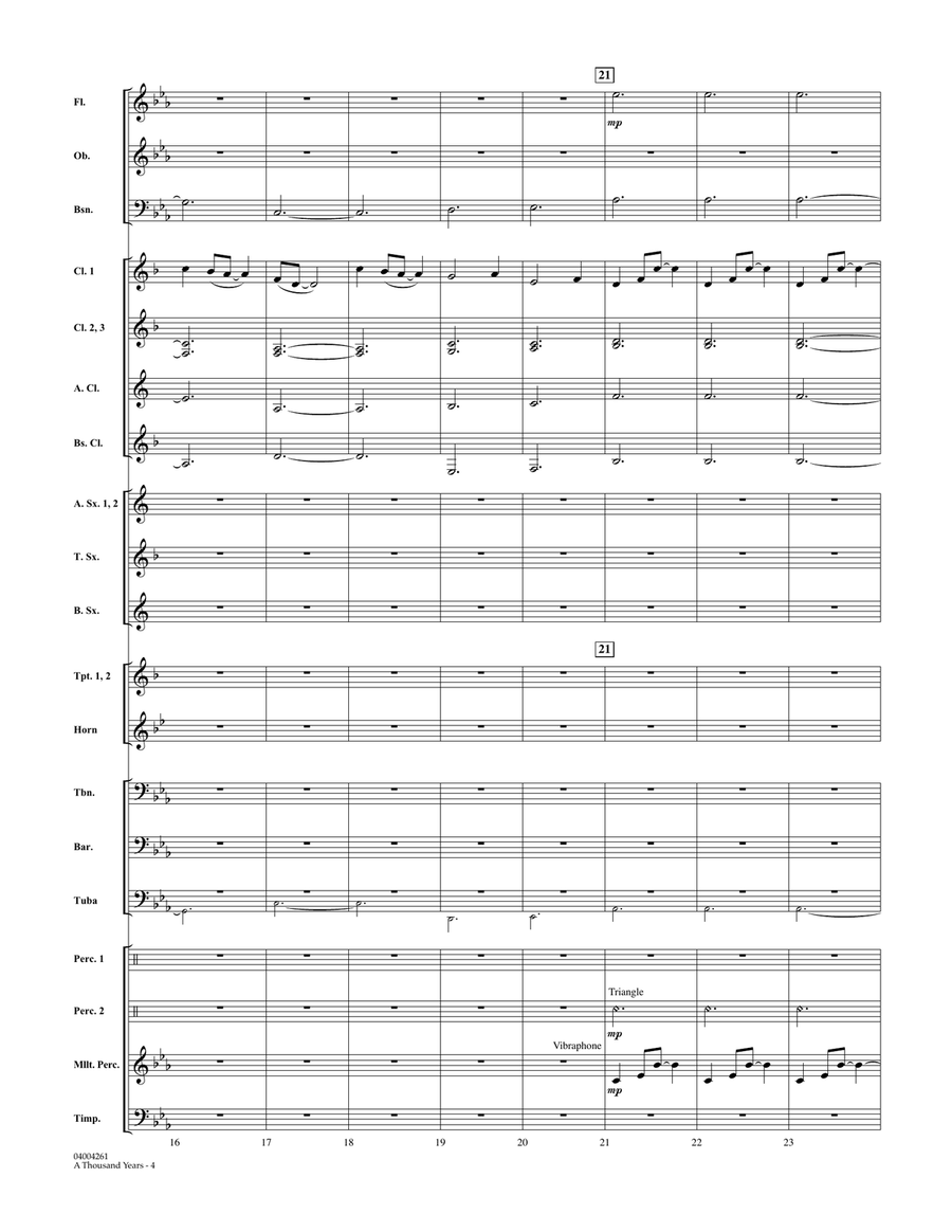 A Thousand Years (from The Twilight Saga: Breaking Dawn, Pt 1) - Conductor Score (Full Score) Concert Band scores gallery preview page 4