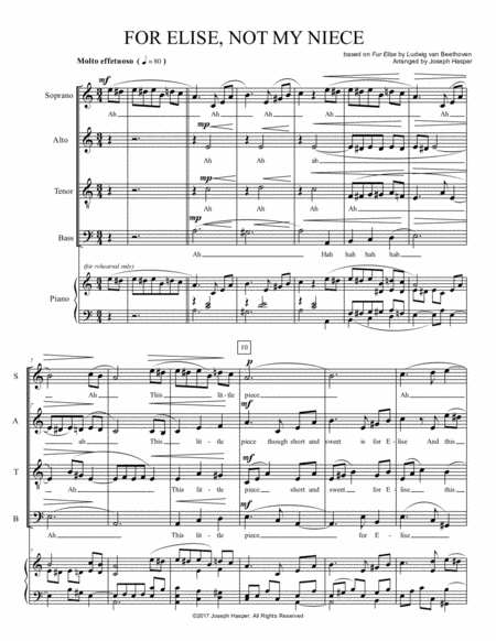 For Elise (Not My Niece) (SATB a cappella) image number null
