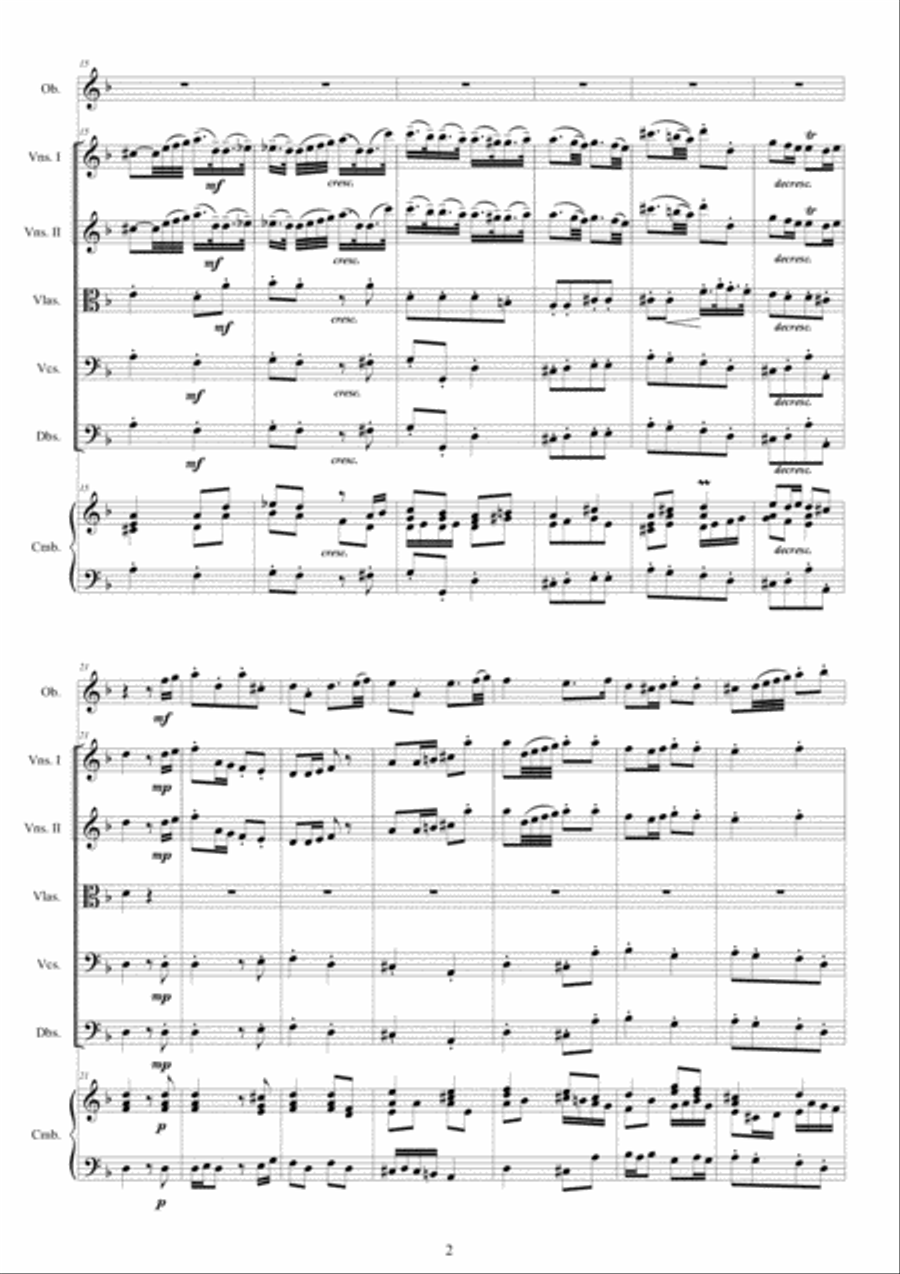 Albinoni - Oboe Concerto No.2 in D minor Op.9 for Oboe, Strings and Cembalo Chamber Orchestra scores gallery preview page 2
