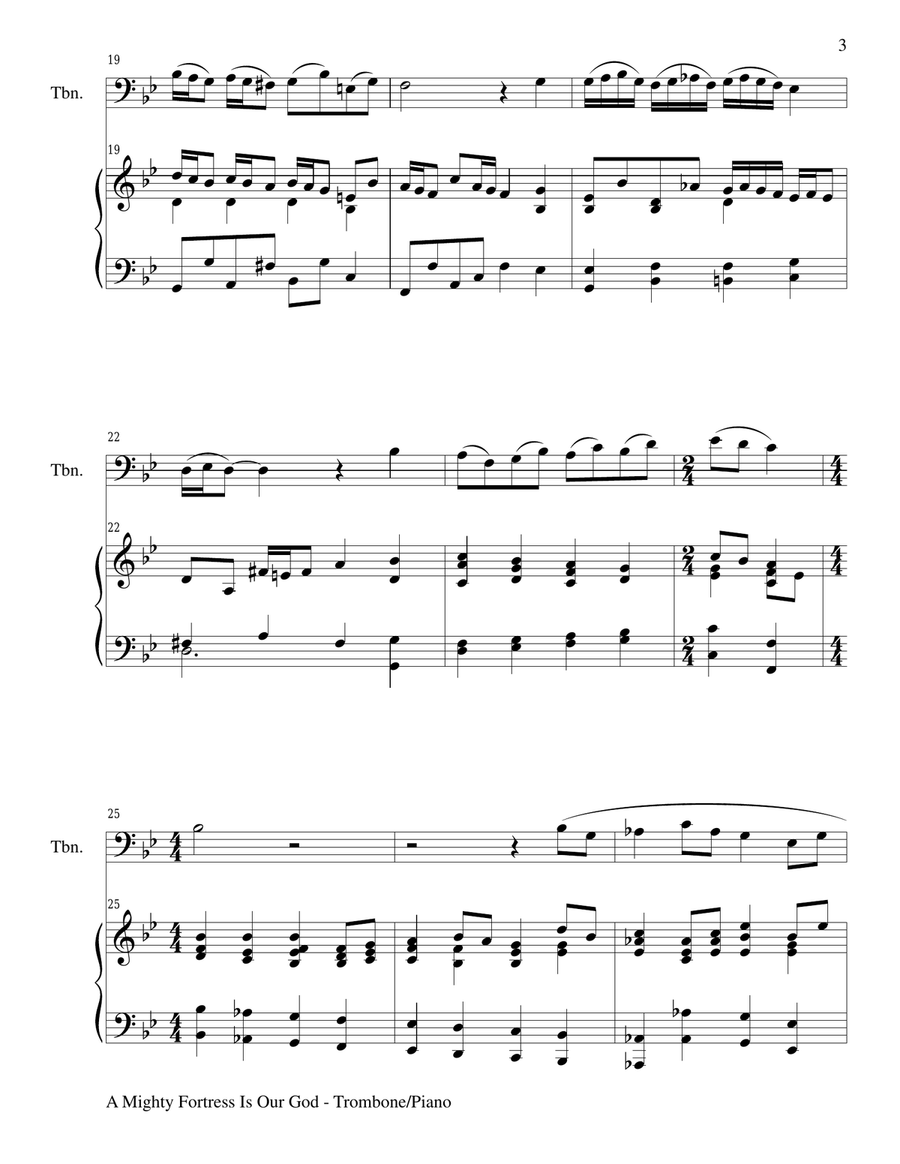 A MIGHTY FORTRESS IS OUR GOD (Duet – Trombone and Piano/Score and Parts) Trombone Duet scores gallery preview page 3