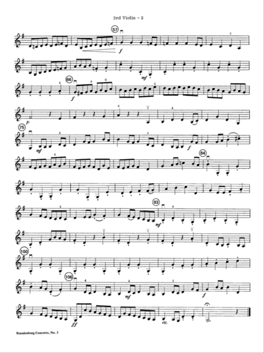 Brandenburg Concerto No. 3: 3rd Violin (Viola [TC]) String Orchestra scores gallery preview page 2