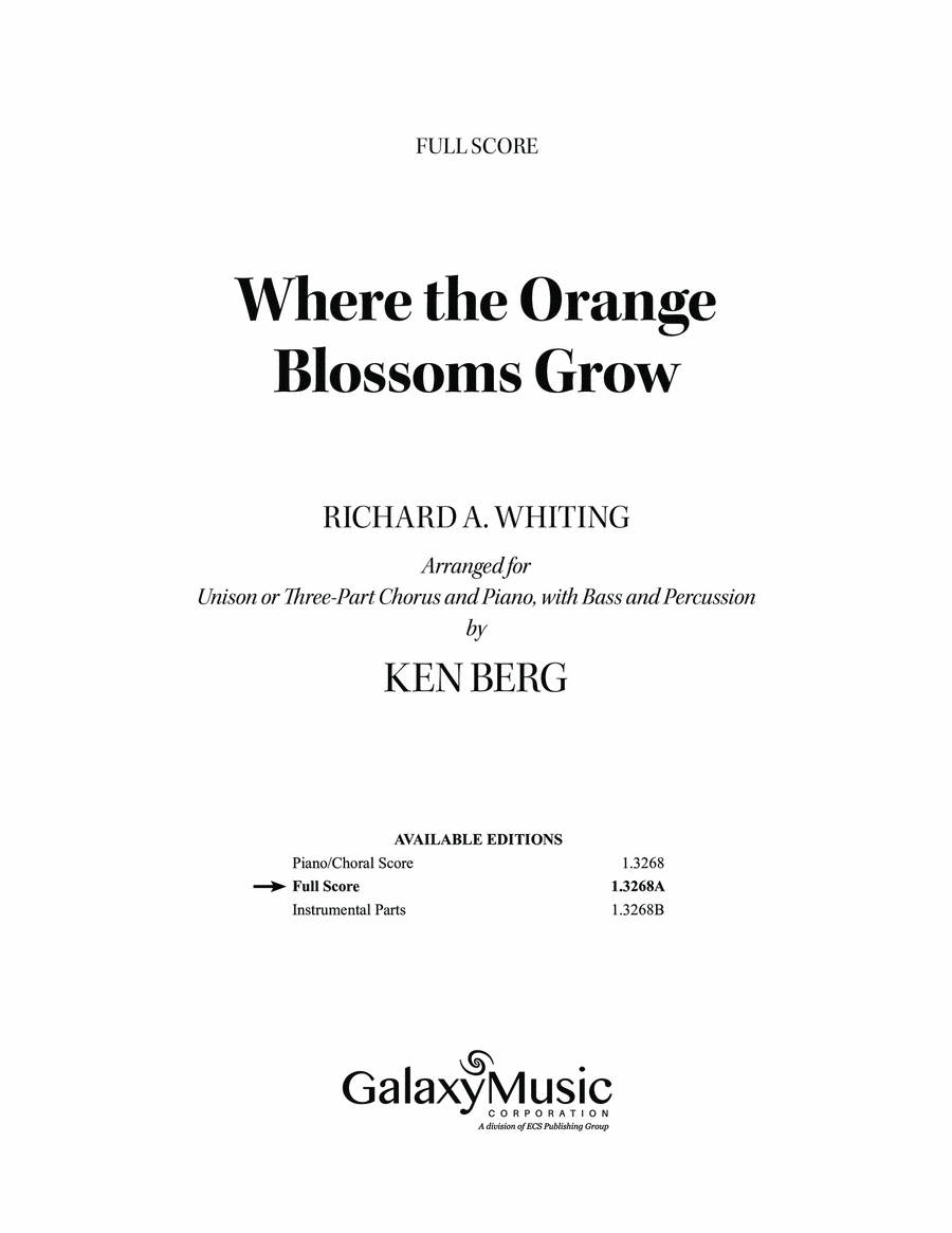 Where the Orange Blossoms Grow Choir scores gallery preview page 1