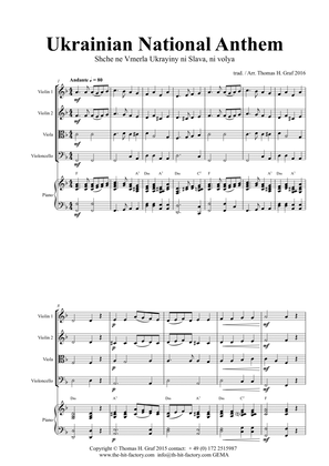 Ukrainian National Anthem - Shche ne Vmerla Ukrayiny ni Slava ni volya - String Quartet and Piano -