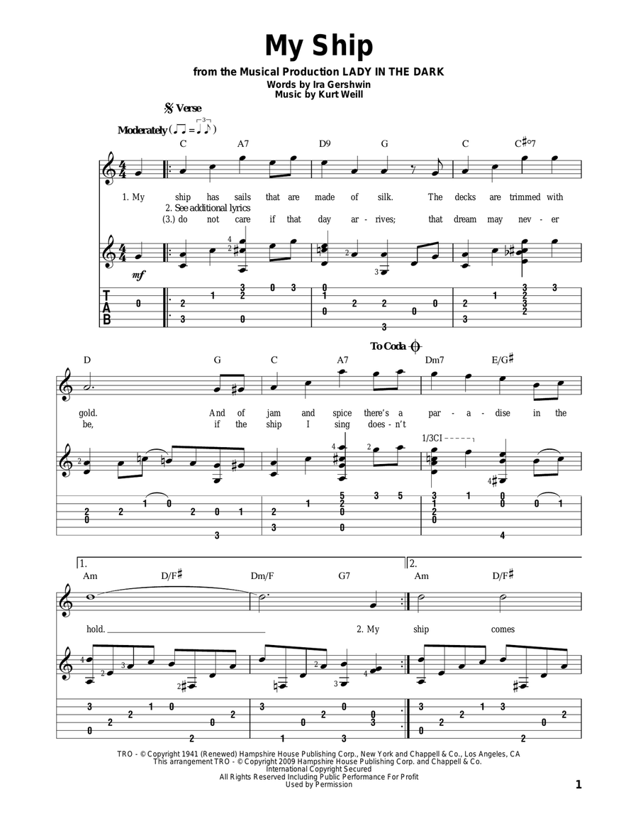 My Ship Electric Guitar scores gallery preview page 1